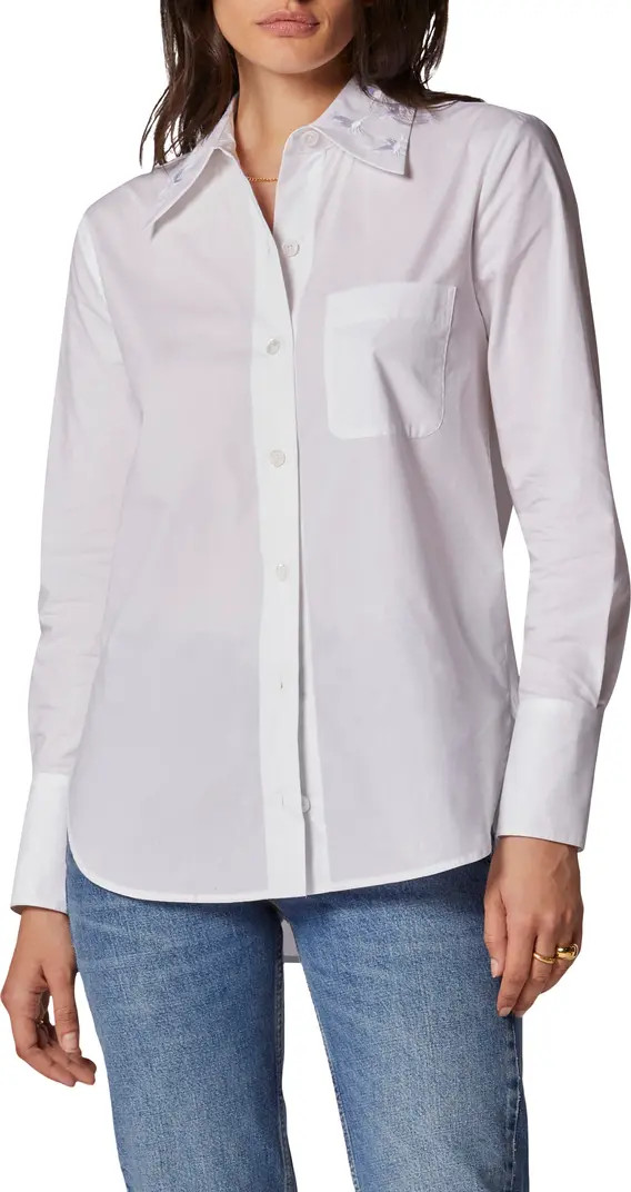 Quinne Embroidered Collar Cotton Button-Up Blouse | Nordstrom