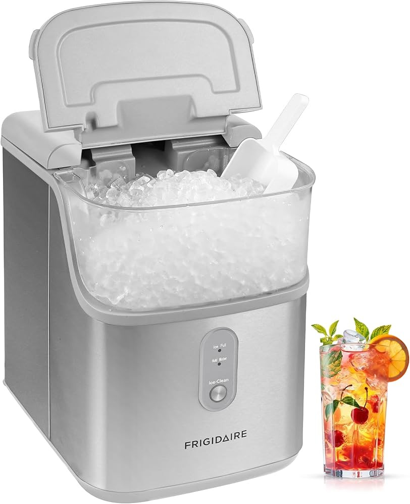 Frigidaire Countertop Crunchy Chewable Nugget Ice Maker, Compact, 33lbs per Day, Metallic Finish | Amazon (US)
