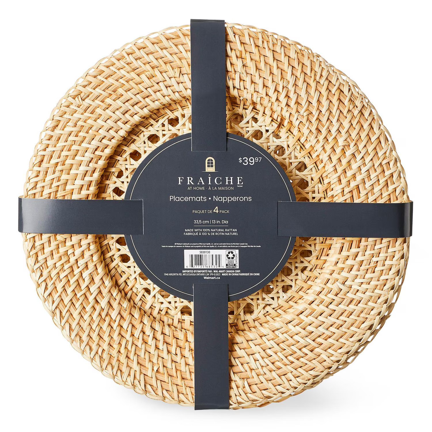 FRAÎCHE Spring Round Rattan Placemats, 4 pack | Walmart (CA)