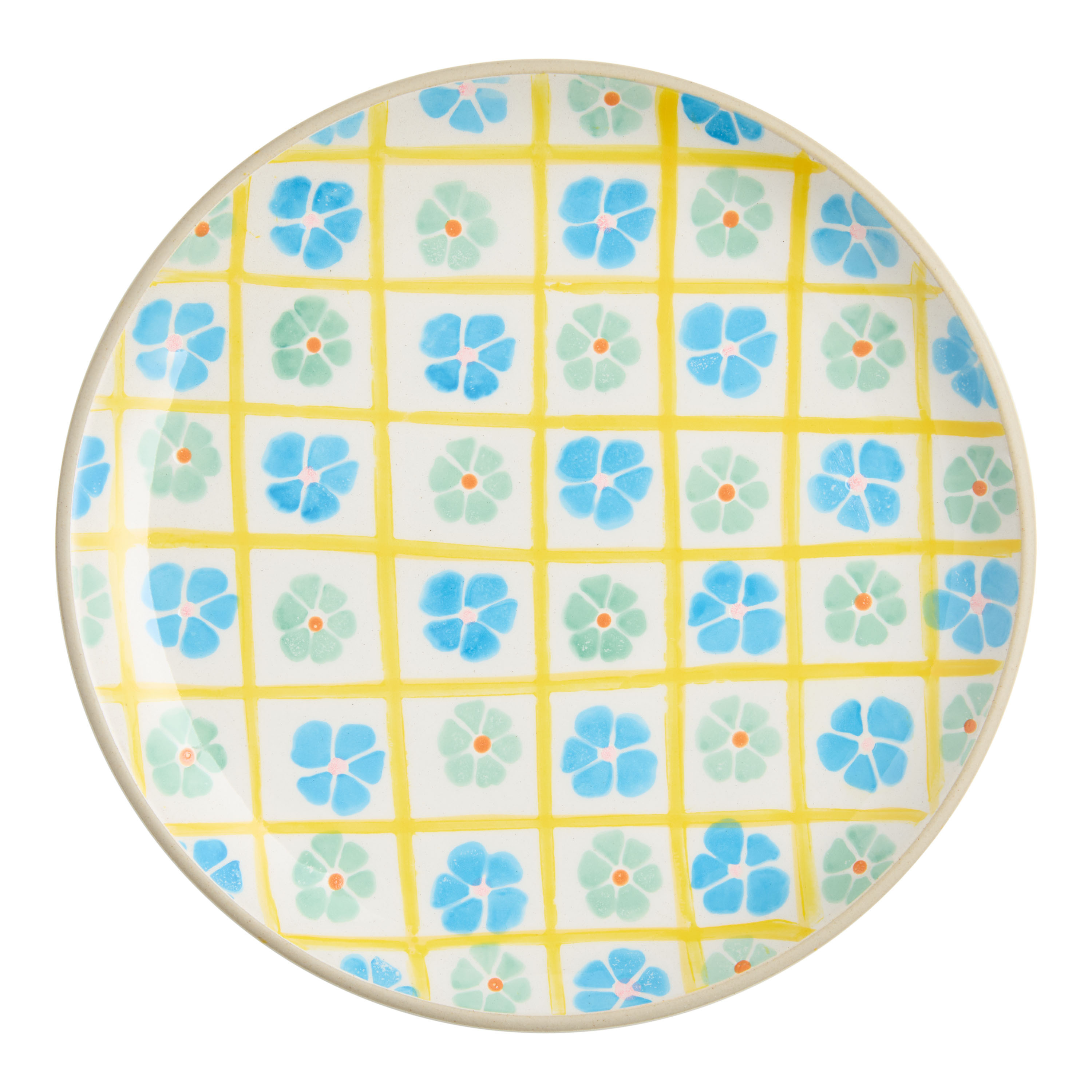 Yellow and Blue Daisy Hand Painted Salad Plate | World Market