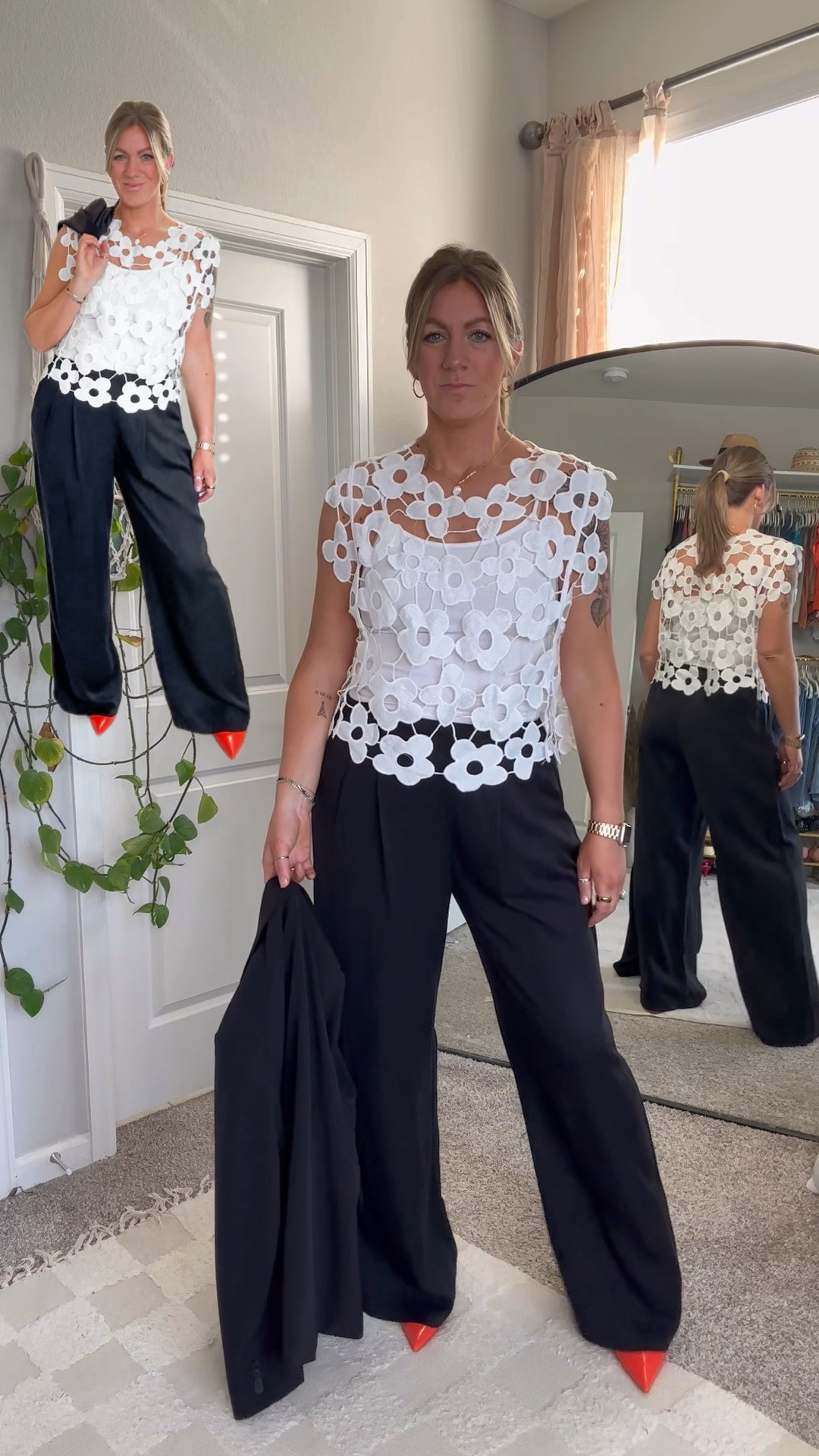 Large top (could’ve done a medium) 8 tall pants, 12 shoes (sized up per reviews) large blazer

Tall, wear to work, business casual, office 

#LTKOver40 #LTKWorkwear #LTKMidsize