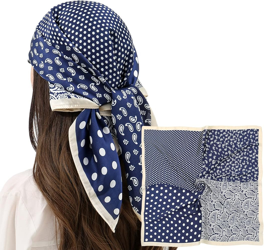 RIIQIICHY Women Head Hair Scarf Like Satin Silk Scarf Sleeping Hair Wrapping Night 27.5" | Amazon (US)