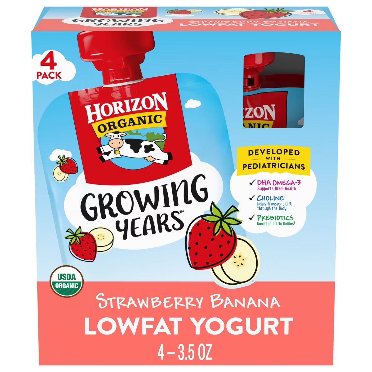 Horizon Growing Years Strawberry Banana Kids' Lowfat Yogurt - 14oz/4ct | Target