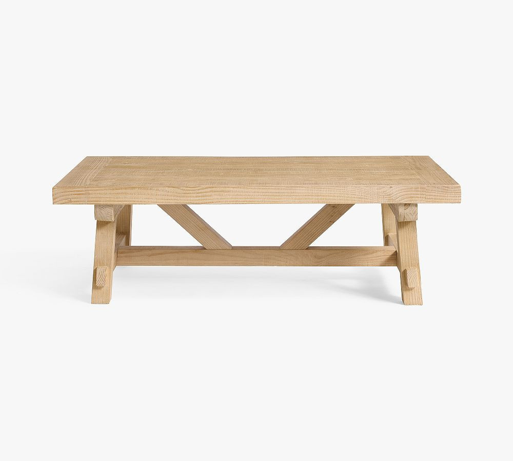 Farmhouse Trestle Rectangular Coffee Table, Pale Sand, 54 | Pottery Barn (US)