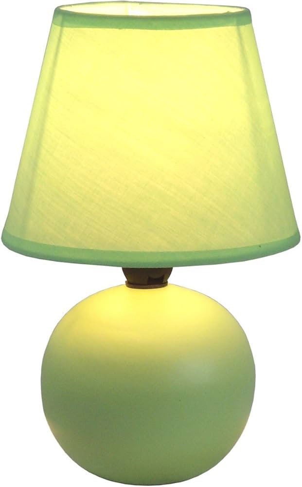 Simple Designs LT2008-GRN Mini Ceramic Globe Matching Fabric Shade Table Lamp, Green | Amazon (US)