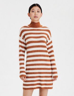 AE Striped Mock Neck Sweater Dress | American Eagle Outfitters (US & CA)