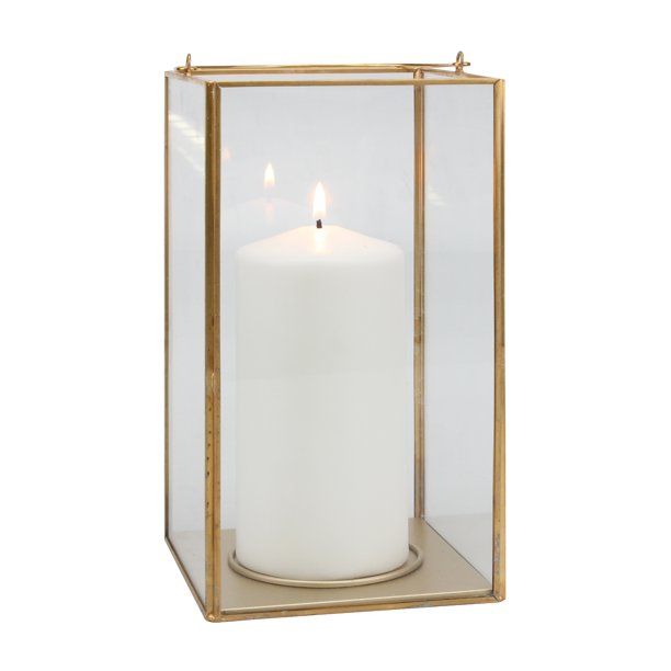 Better Homes & Gardens Large Gold Metal Lantern, Candle Holder - Walmart.com | Walmart (US)