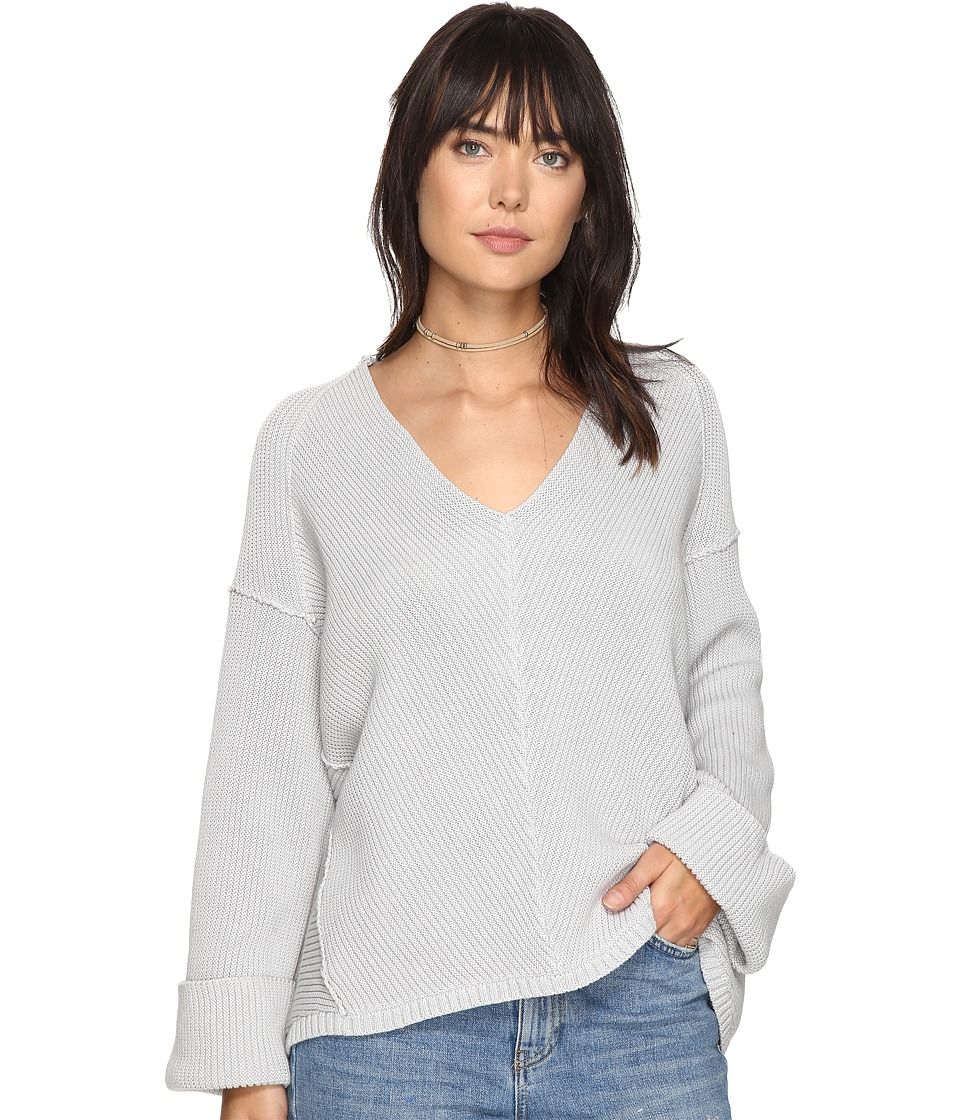 Free People - La Brea V-Neck Sweater (Grey) Women's Sweater | Zappos