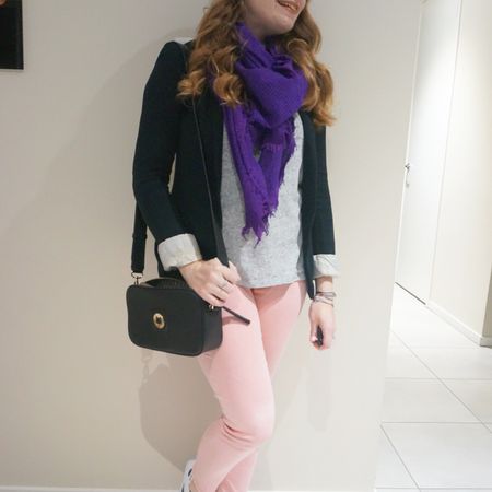 Purple scarf and pink jeans adding colour to a grey tee and black blazer 💜

#LTKwinter #LTKworkwear #LTKaustralia