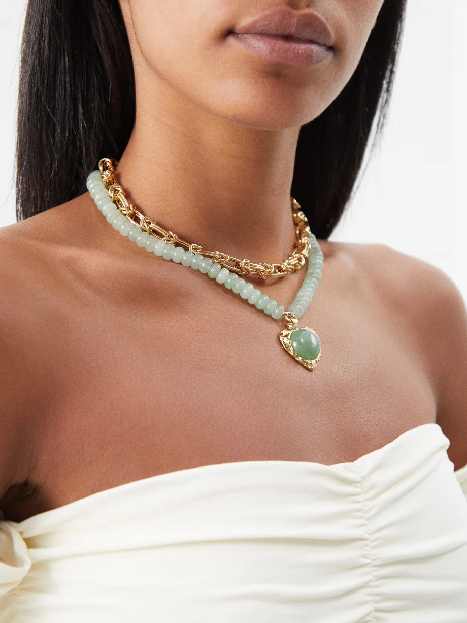 Olivia aventurine & 18kt gold-plated necklace | By Alona | Matches (US)