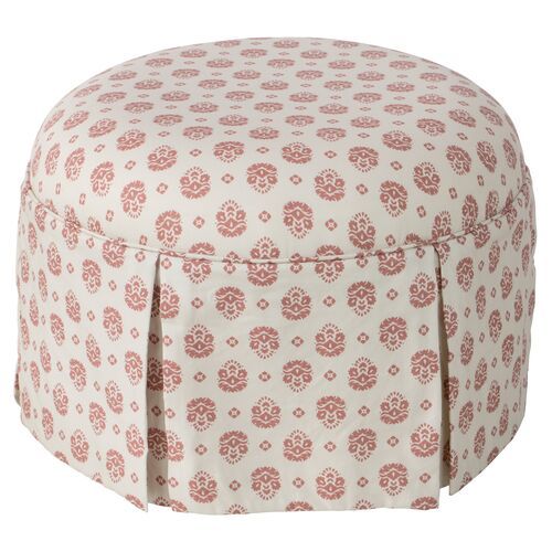 Liza Skirted Ottoman - Floral - Red | One Kings Lane