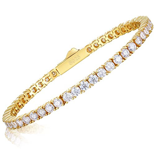Moissanite Tennis Bracelet 1.92 Carats Moissanite Bracelets for Women Men's Bracelets 18k White Gold Plated 925 Sterling Silver Bracelet, 2mm 6.5inch D Color VVS1 Round Cut Lab Created Diamond Tennis Bracelet with GRA Certificate | Amazon (US)