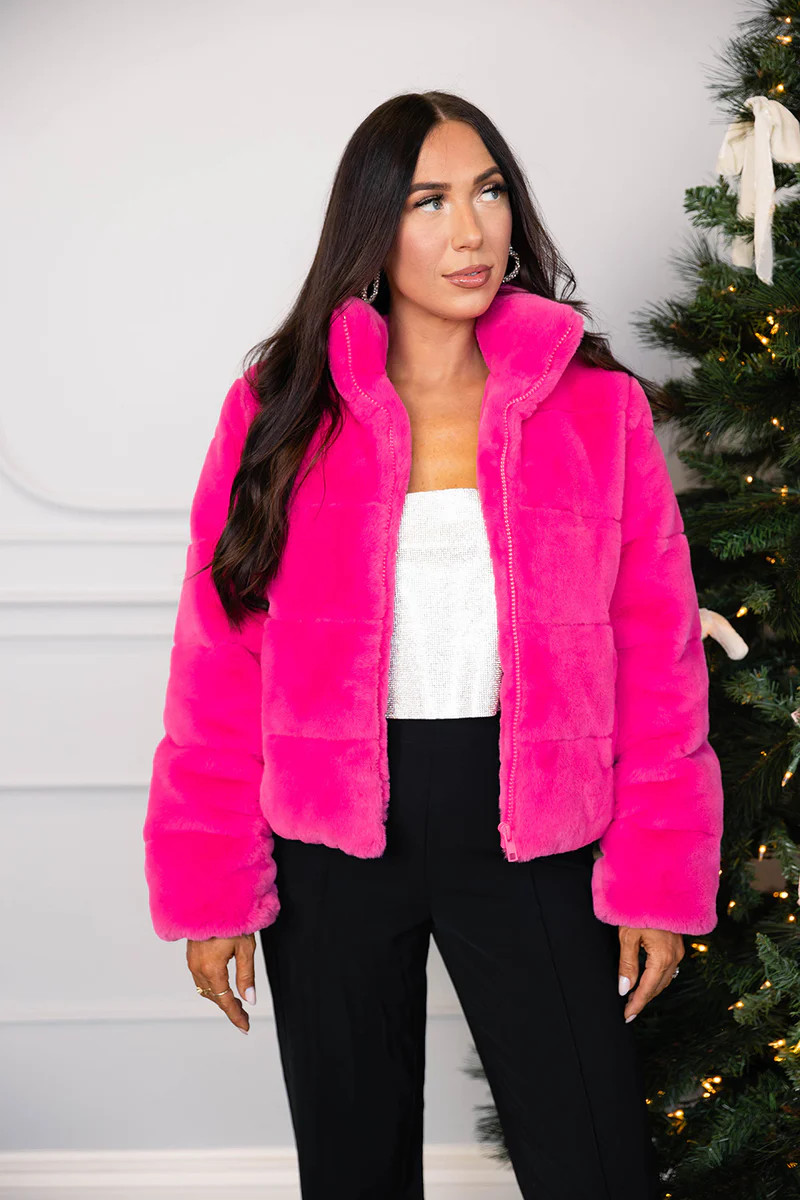 BuddyLove | Noella Faux Fur Jacket | Hot Pink | BuddyLove