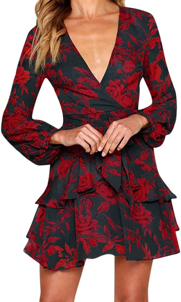 JOFOW Summer Dresses for Women Beach Ruffle Bohemian Work Office Business Pencil Dress Leisure El... | Amazon (US)