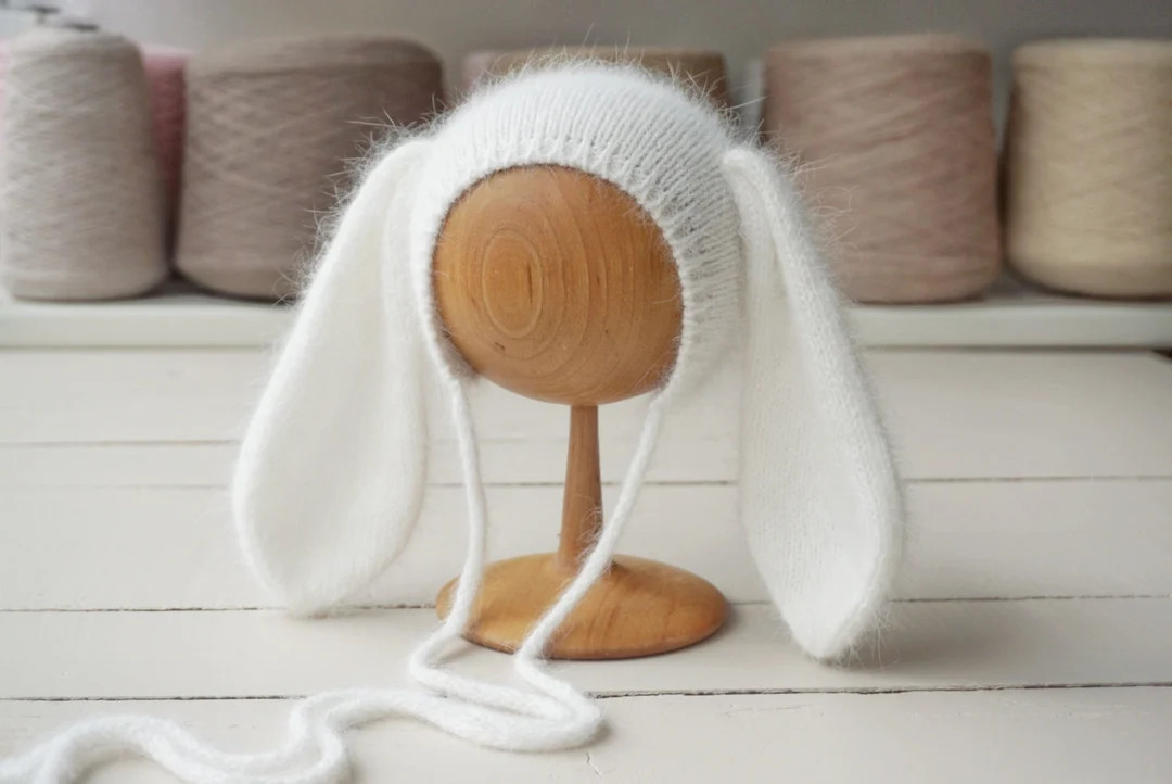 Angora Bunny Hat, Bunny Ear Bonnet, Newborn Bunny Hat, Easter Bunny Outfit, Newborn Props - Etsy | Etsy (US)