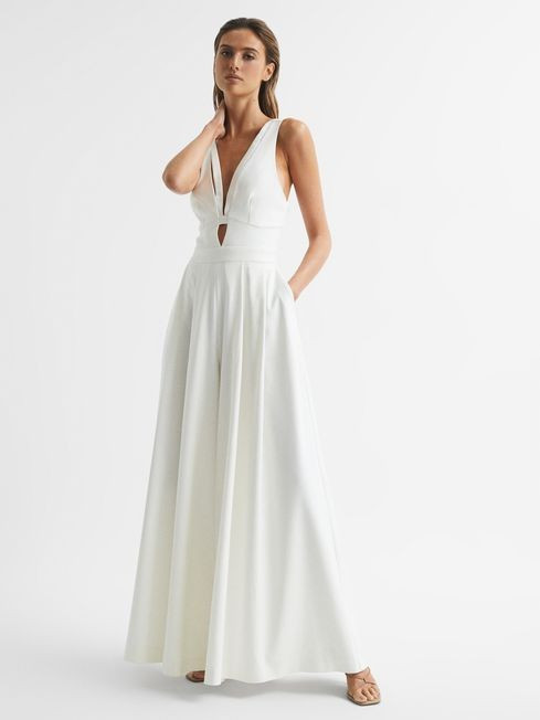 Reiss Ivory Kady Regular Wide Leg Jumpsuit | Reiss (UK)
