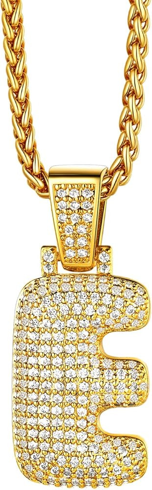Richsteel Initial Necklace for Men A-Z 18K Gold Plated Crown Shiny Cubic Zirconia Monogram Pendan... | Amazon (US)