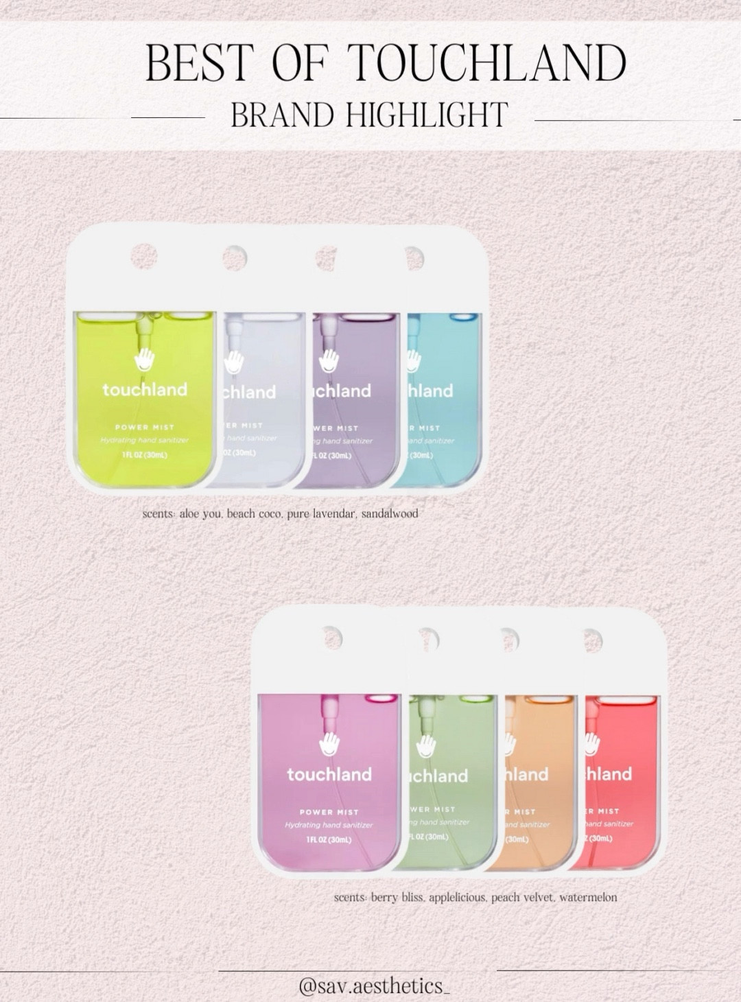 Touchland Hand Sanitizer | Influencer Trends | Sephora Sale | Self-care Routine | Summer Must Haves 

#LTKSeasonal #LTKBeautySale #LTKGiftGuide