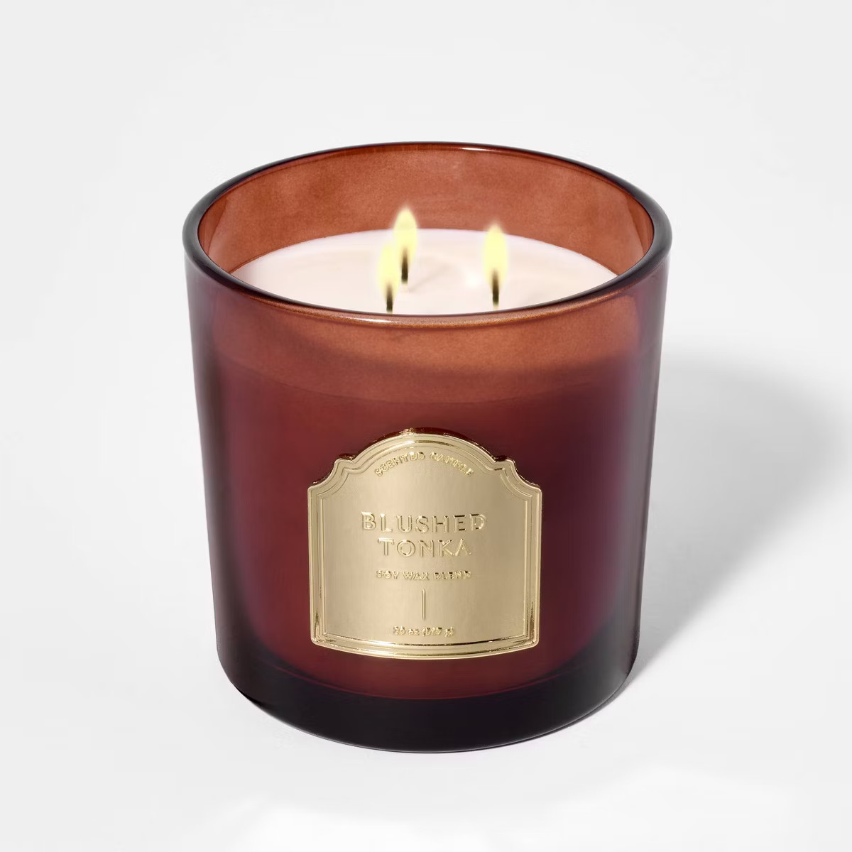 3-Wick Blush Tonka 20oz Glass Jar with Metal Label Candle Maroon - Threshold™ designed with Stu... | Target