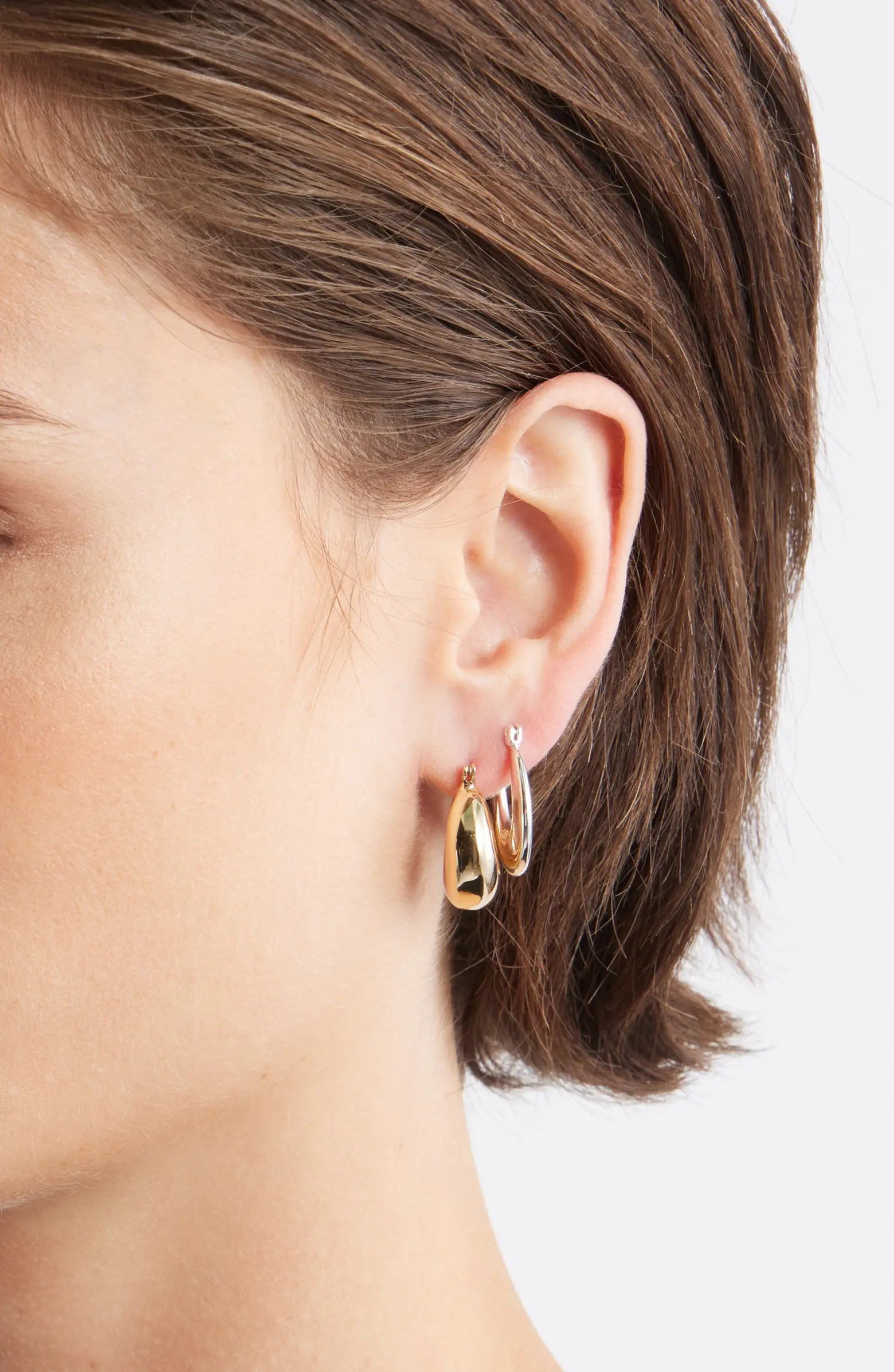 Ettika 2 Pairs of Mixed Metal Hoop Earrings | Nordstrom | Nordstrom
