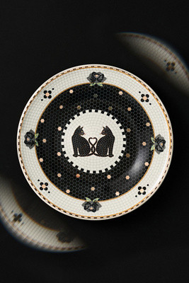 Bistro Tile Stoneware 24k Gold Accent Halloween Dessert Plate | Anthropologie (US)