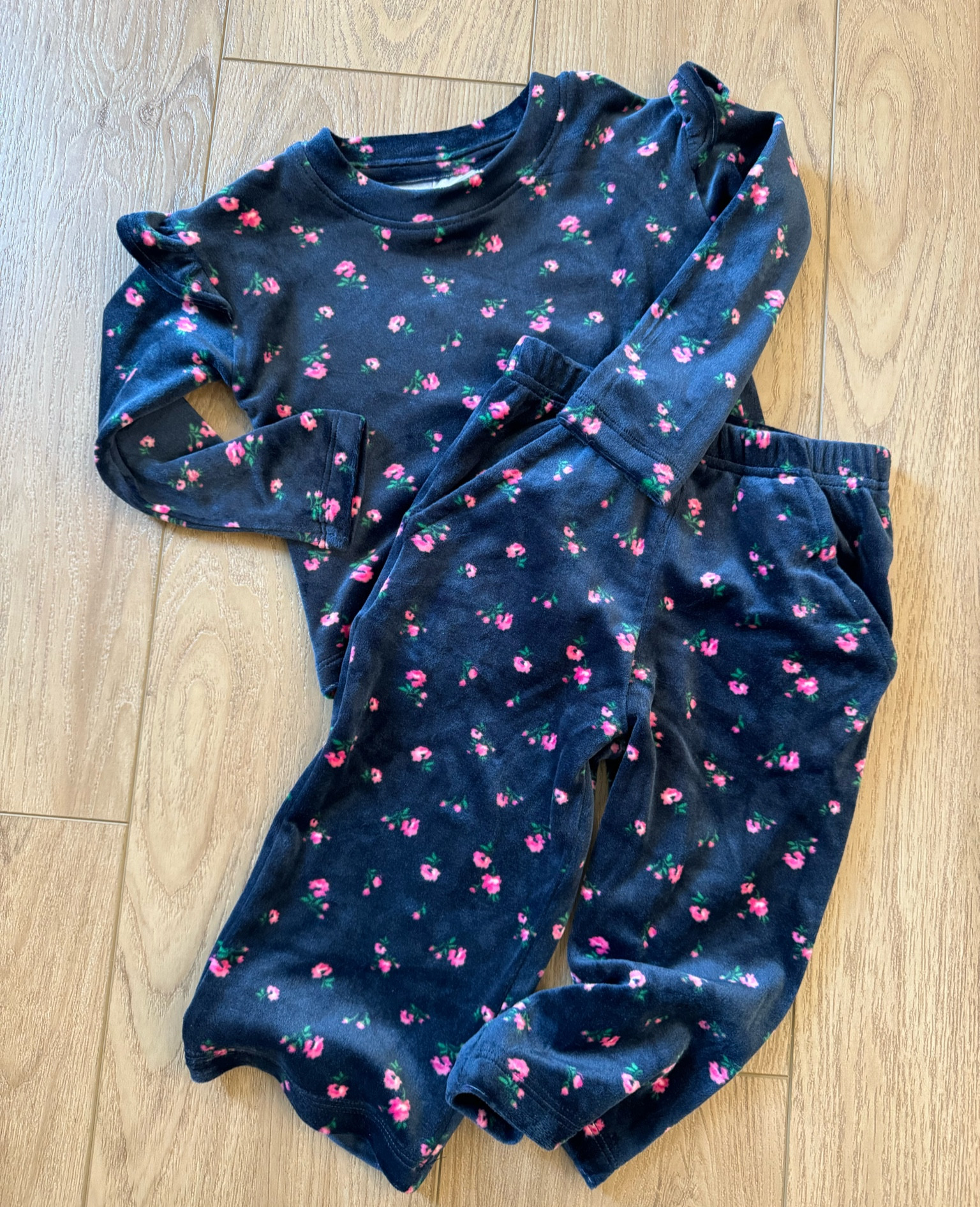 The cutest $12 velour set for little girls! Several patterns, but this one is my favorite! True to size!