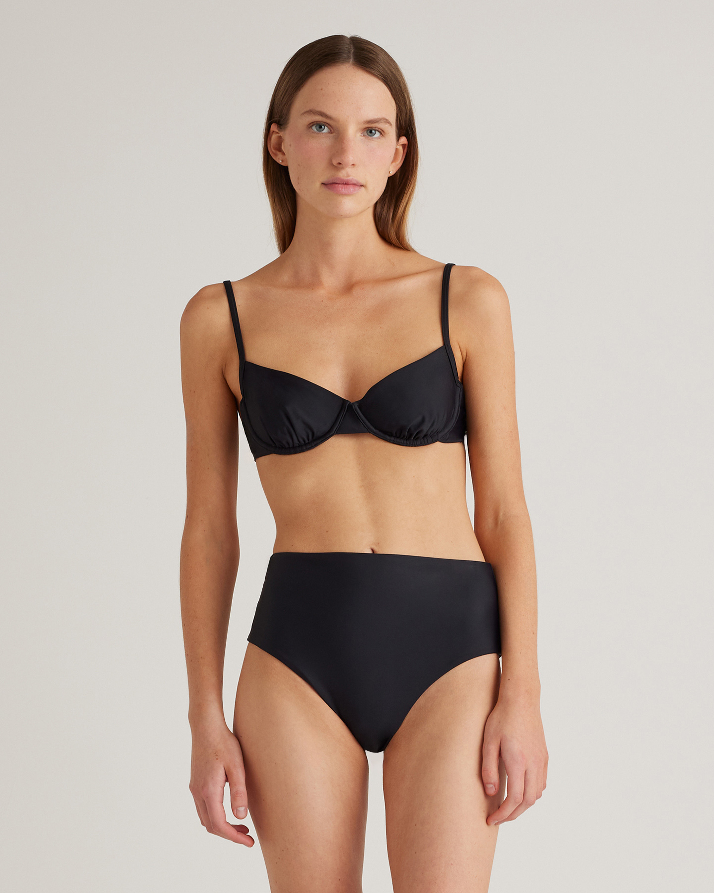 Quince | Women's Italian Demi Bikini Top in Black, Size Medium, 78% Recycled Polyamide, 22% Spandex | Quince