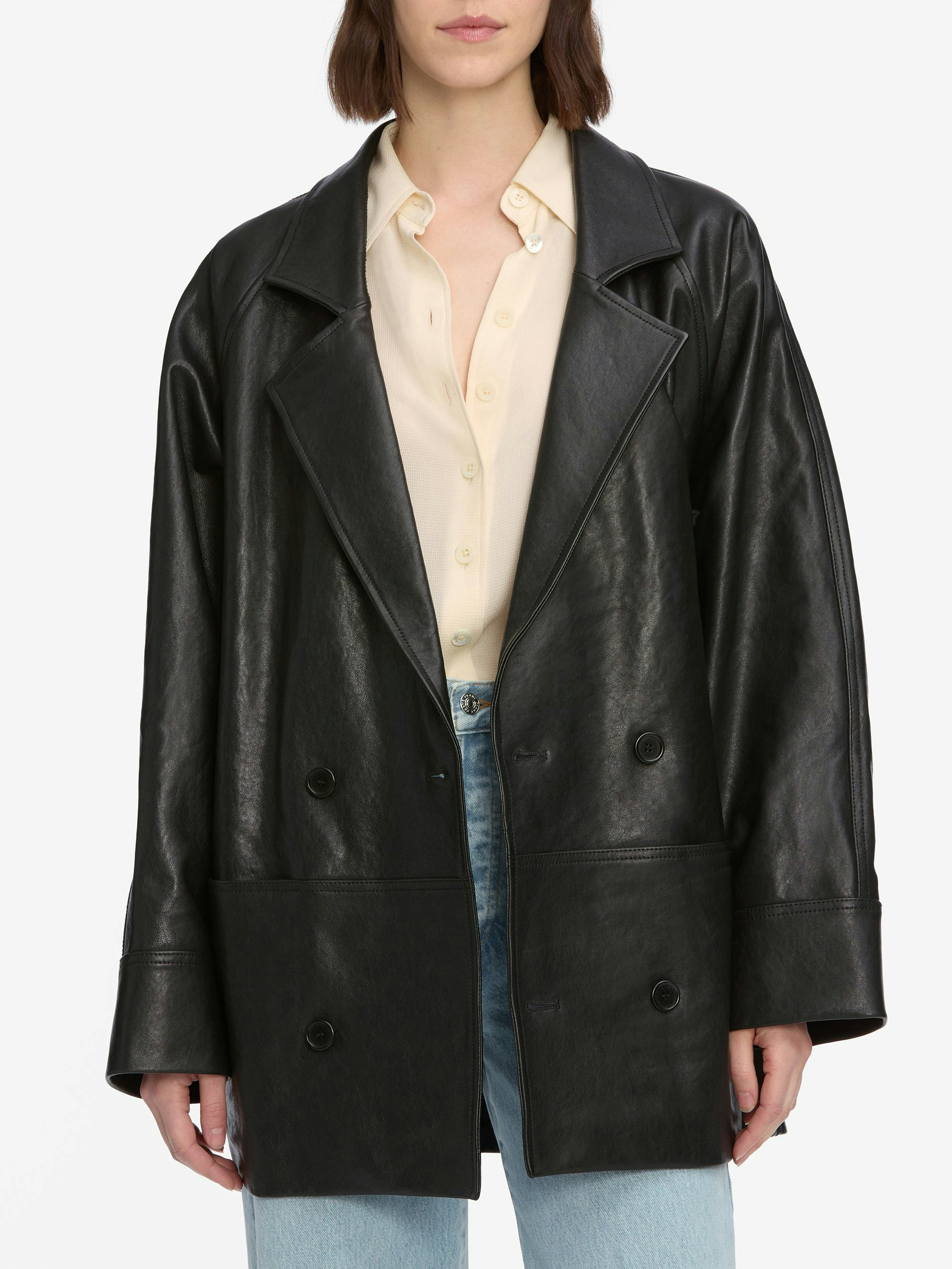 Oversized Leather Jacket -- Black | Frame Denim