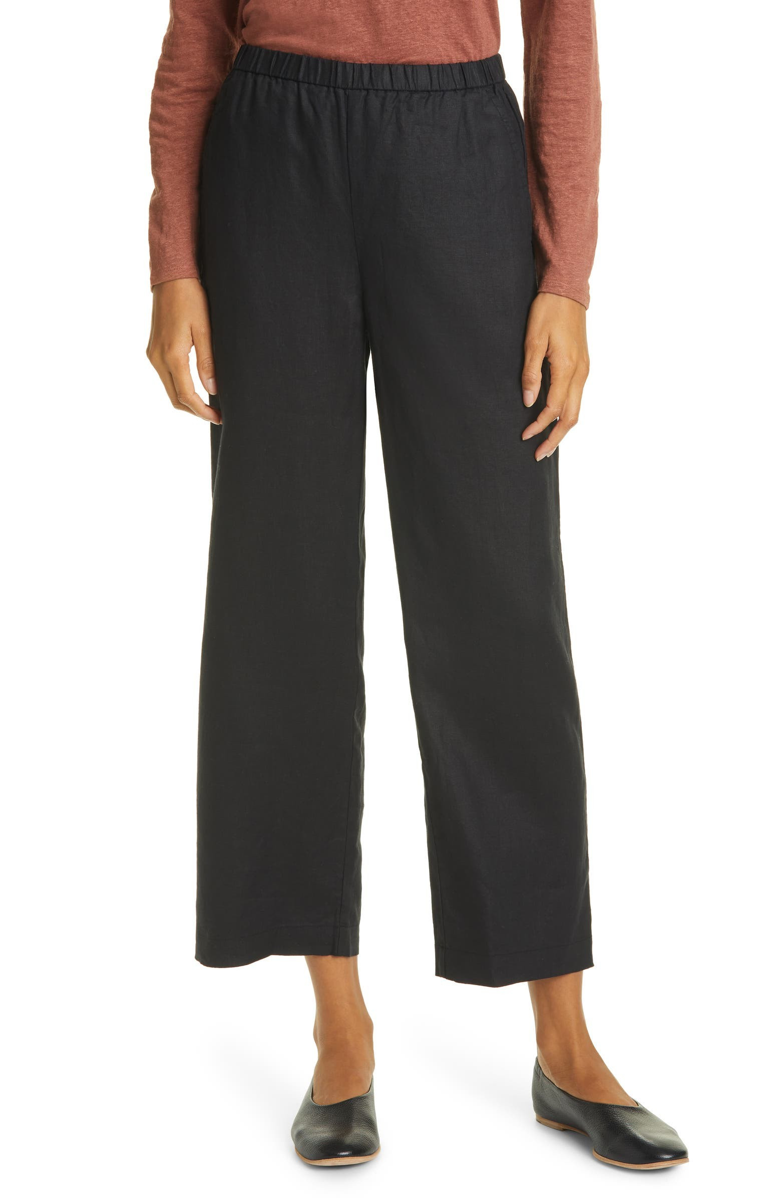 Straight Leg Organic Linen Ankle Pants | Nordstrom