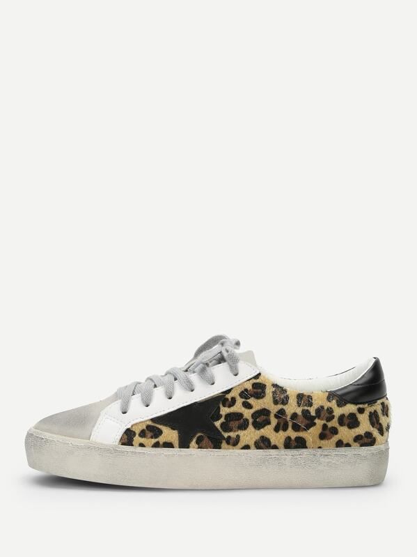 Leopard Print Lace Up Sneakers | SHEIN