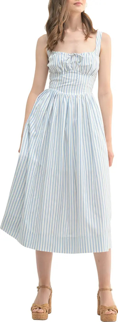 Textured Stripe Cotton Blend Sundress Engagement Photos Engagement Photo Dress Outfits | Nordstrom