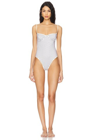 BELLE Deniz One Piece in White Polka from Revolve.com | Revolve Clothing (Global)