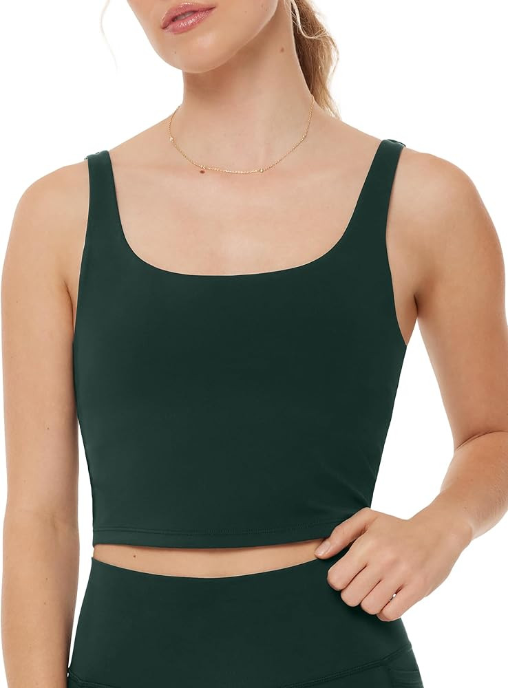 Crop Tank | Medium Support Body Skimming Removable Pads Women's Shelf Bra Workout Tank | HiPerfor... | Amazon (US)