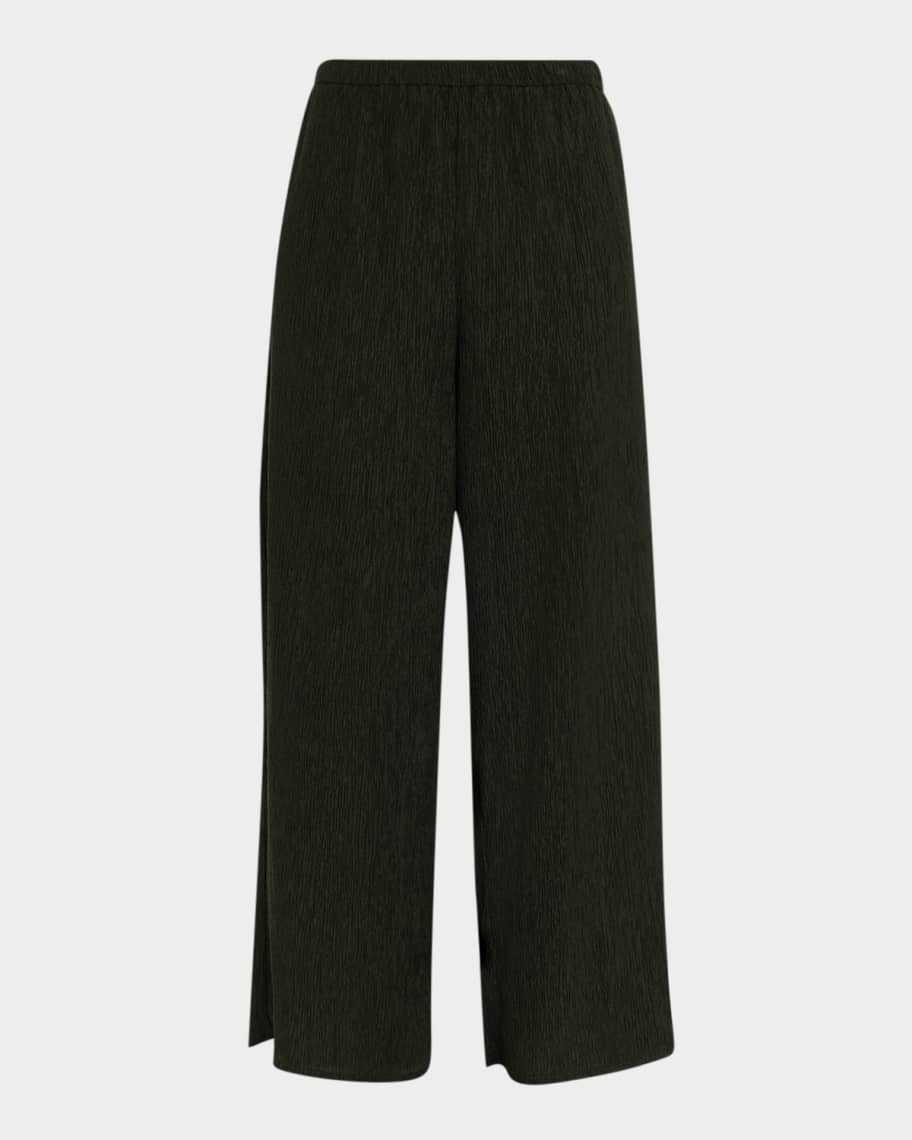 Crinkled Wide-Leg Ankle Pants | Neiman Marcus