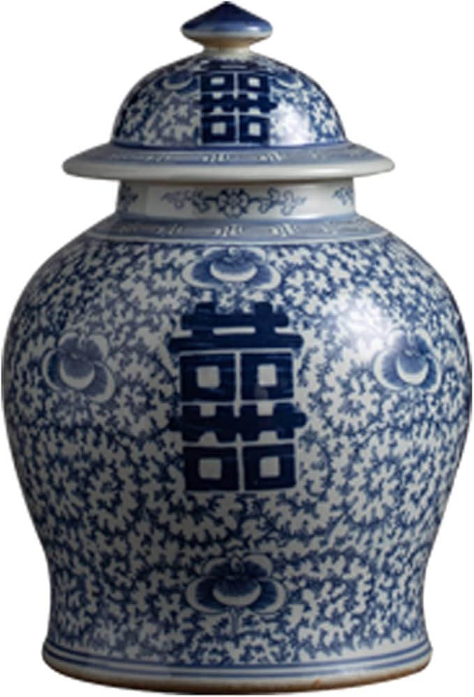 KORANGE Ginger Jars Blue and White Ceramic Jar Porcelain Vase with Lid Temple Jar Ginger Jar Vase... | Amazon (US)