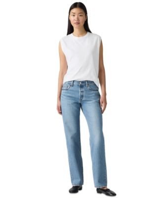 Levi's Premium Women's 501 90's Mid-Rise Straight-Fit Jeans - Rinsed Blacktop | Macy's