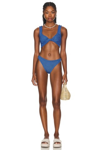 Hunza G Juno Bikini Set in Metallic Denim from Revolve.com | Revolve Clothing (Global)