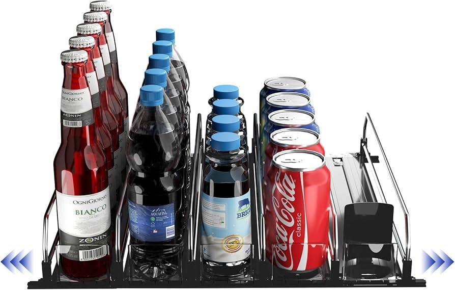 SUZAMI Drink Organizer for Fridge, Soda Can Dispenser for Refrigerator with Adjustable Pusher, 5 ... | Amazon (US)