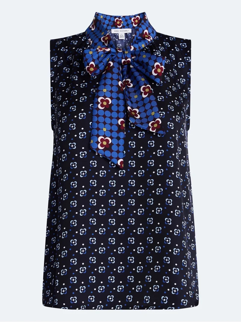 Free Assembly Women's and Women's Plus Sleeveless Tie Neck Top, Sizes XS-4X | Walmart (US)