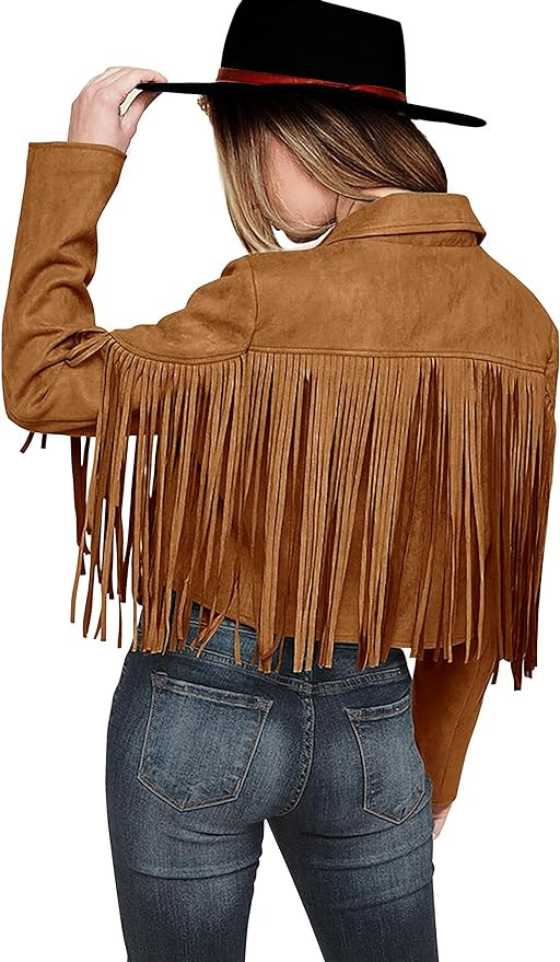 PRETTYGARDEN Women's Fringe Faux Suede Leather Jackets 2024 Fashion Tassel Motorcycle Cropped Coa... | Amazon (US)