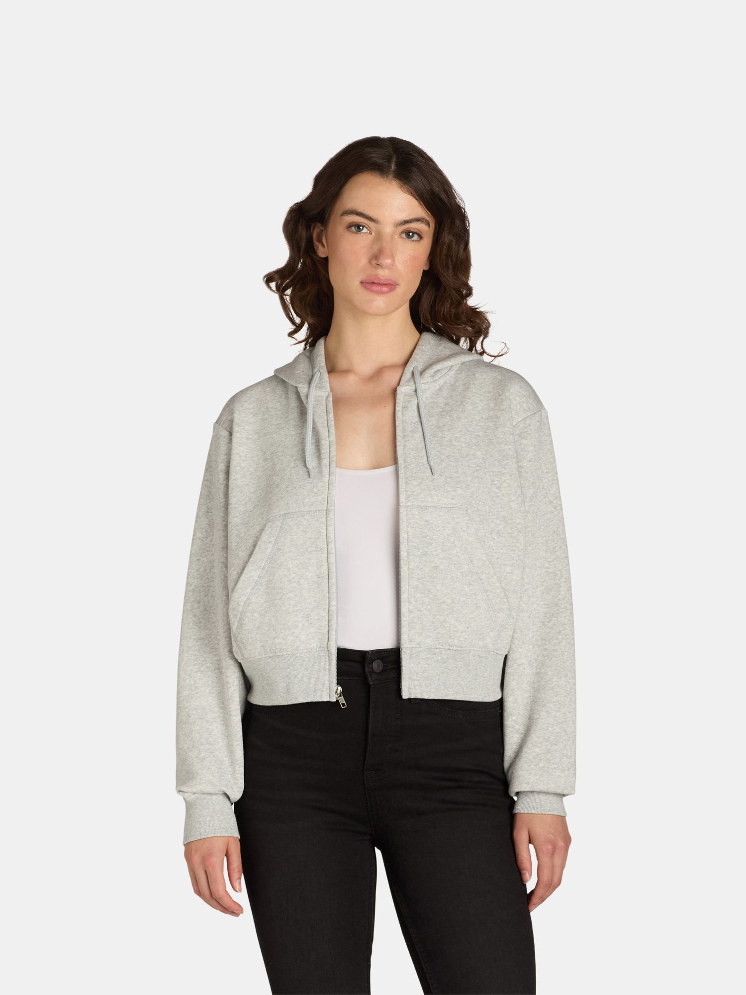 No Boundaries Cropped Zip Hoodie, Women’s - Walmart.com | Walmart (US)