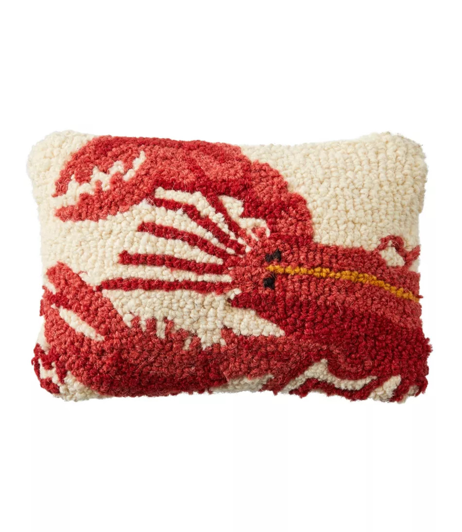 Wool Hooked Throw Pillow, Lobster, 8" x 12" | L.L. Bean