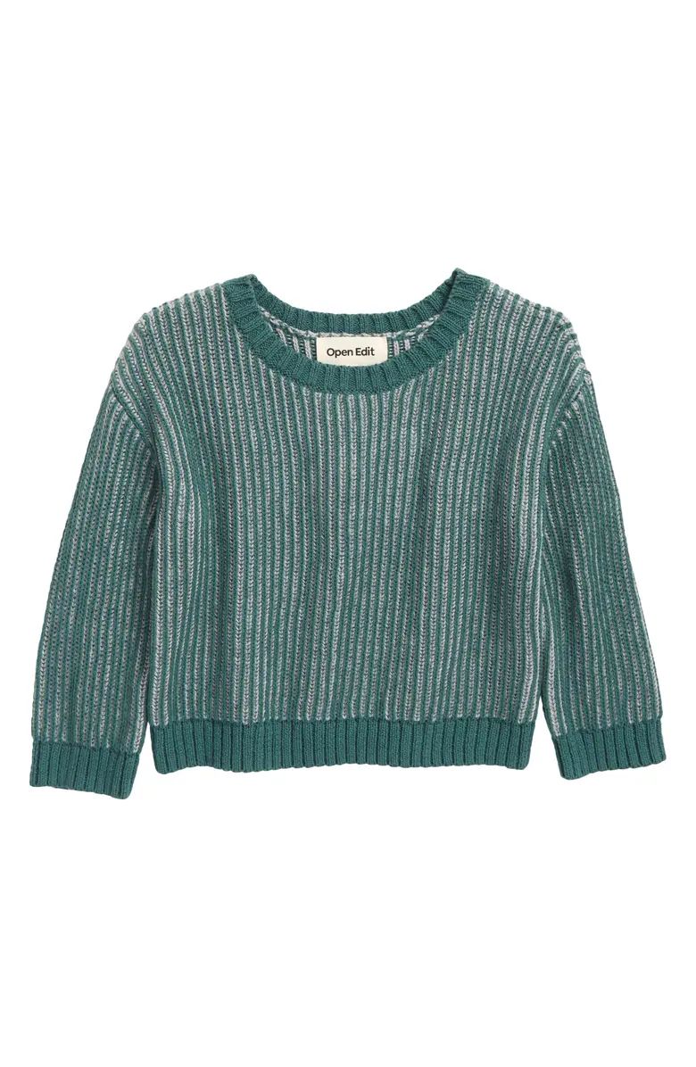 Open Edit Organic Cotton Contrast Sweater | Nordstrom | Nordstrom