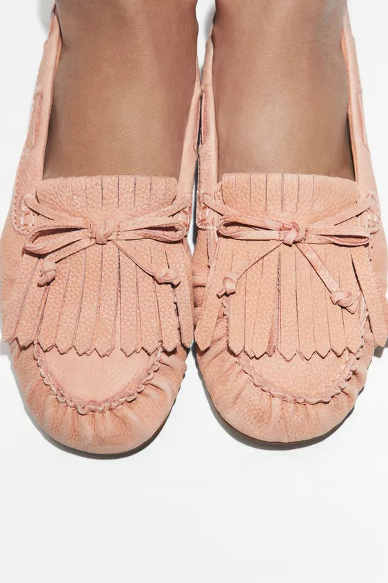 LEATHER LOAFERS WITH FRINGES | Zara UK