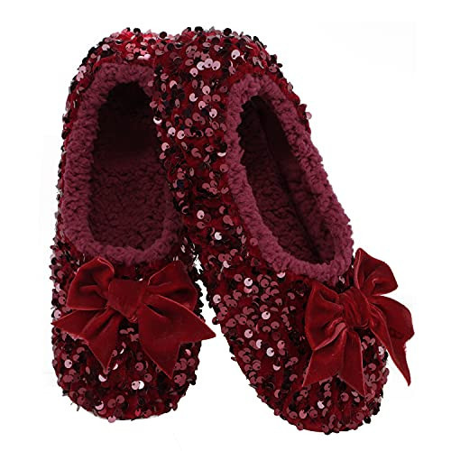 Snoozies Womens Slippers - Luxe Bling Ballerina - Burgundy - Medium | Amazon (US)