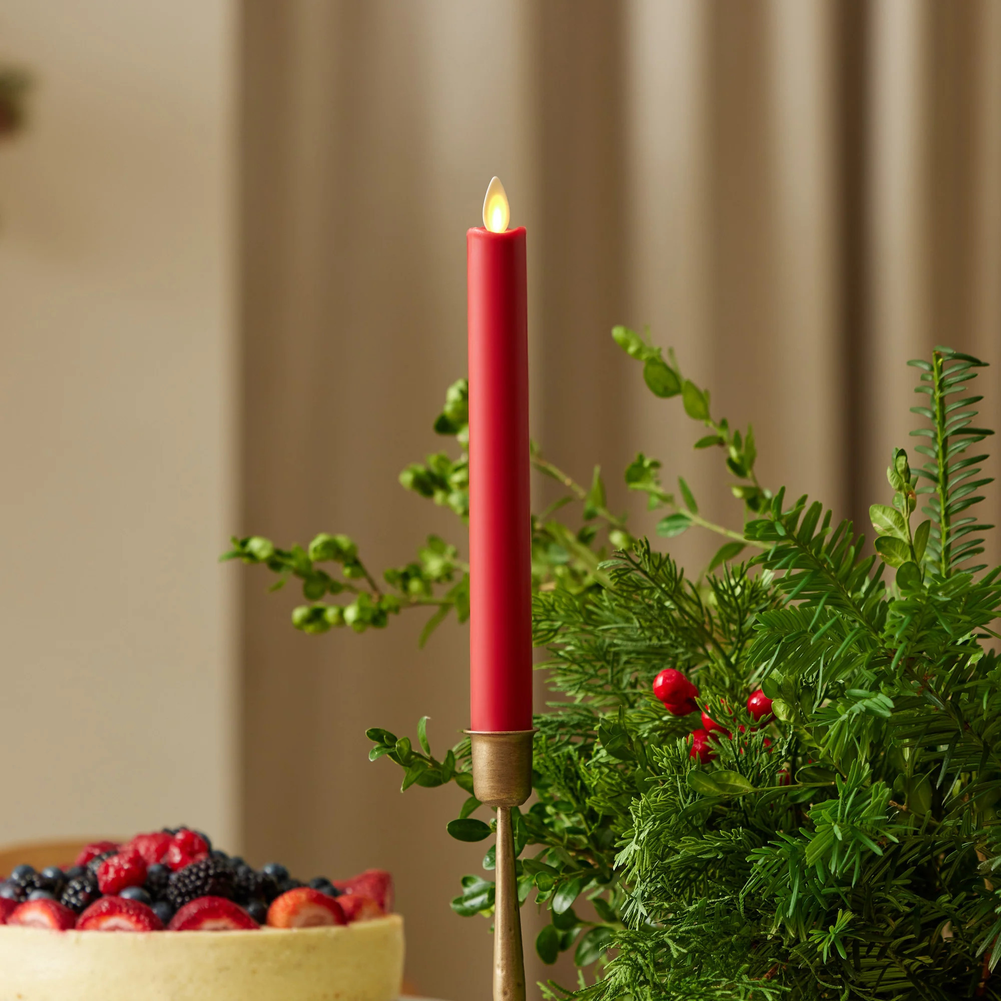 Holiday Red Flameless Candle Taper | Luminara