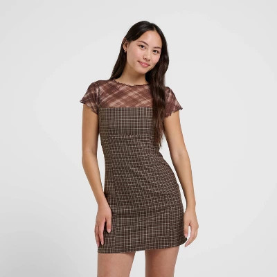 Women's dELiA*s Mini A-Line Dress - Brown Plaid 2X | Target