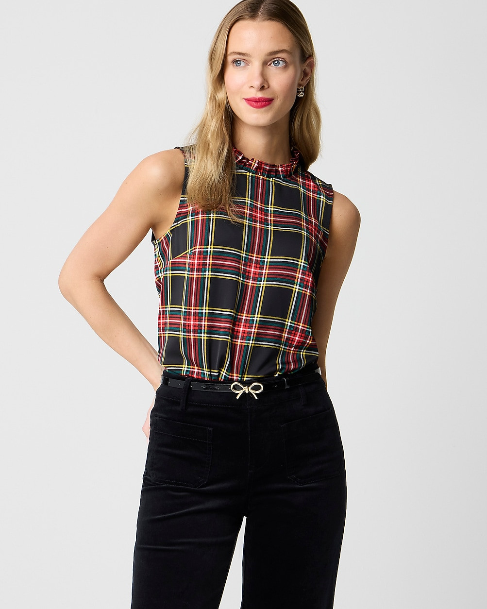 Sleeveless ruffleneck top | J.Crew Factory