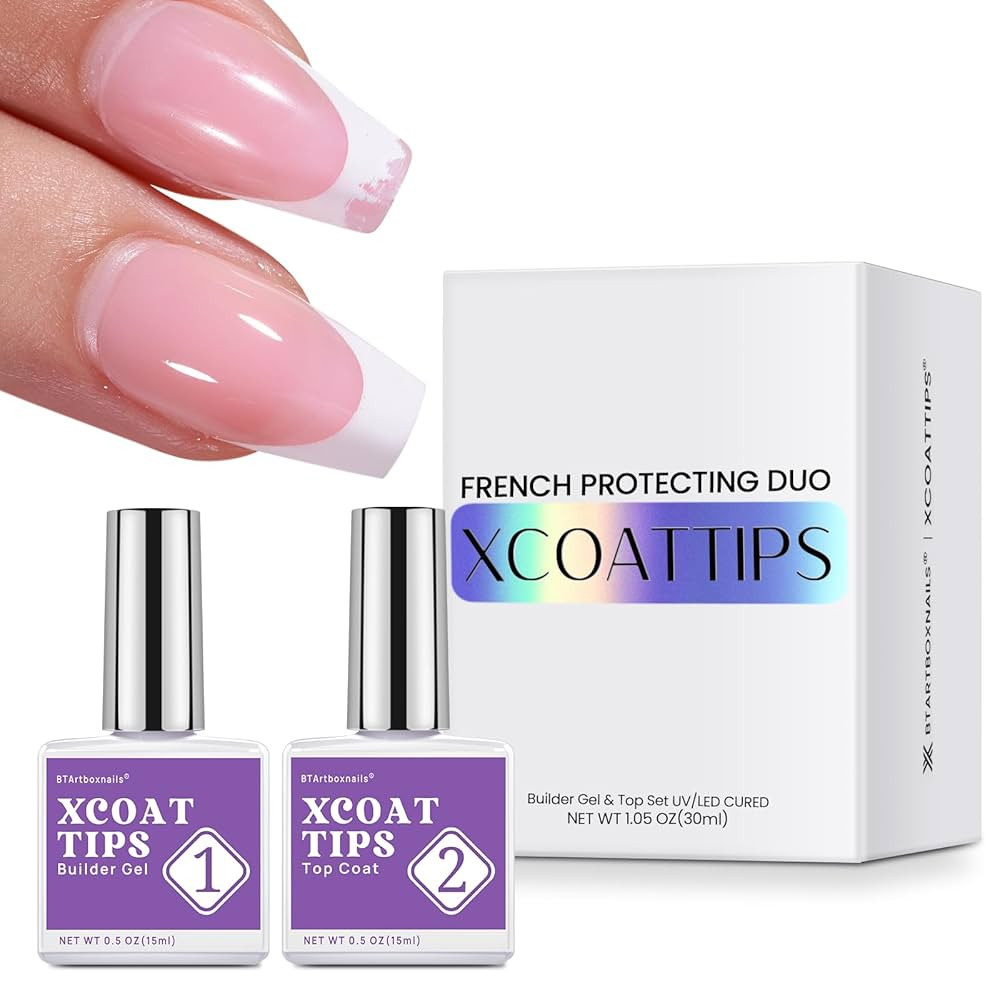 BTArtboxnails XCOATTIPS French Protecting DUO Builder Gel and Top Coat Set - Protect French Tips,... | Amazon (US)