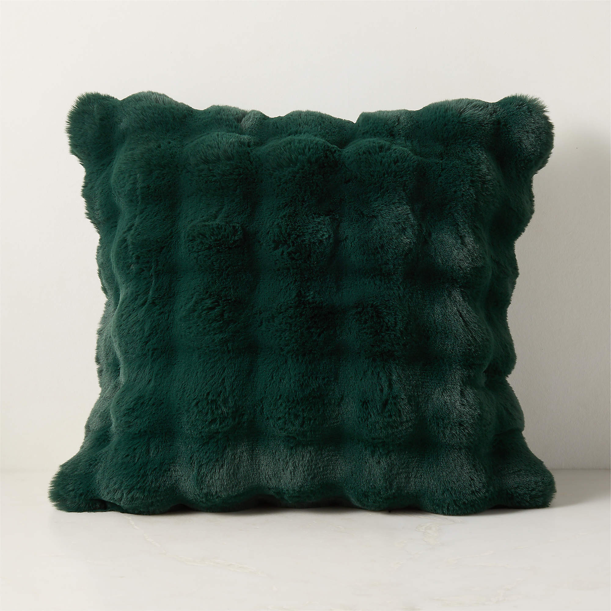 Farleigh Dark Green Faux Fur Throw Pillow Cover 20"x20" + Reviews | CB2 | CB2